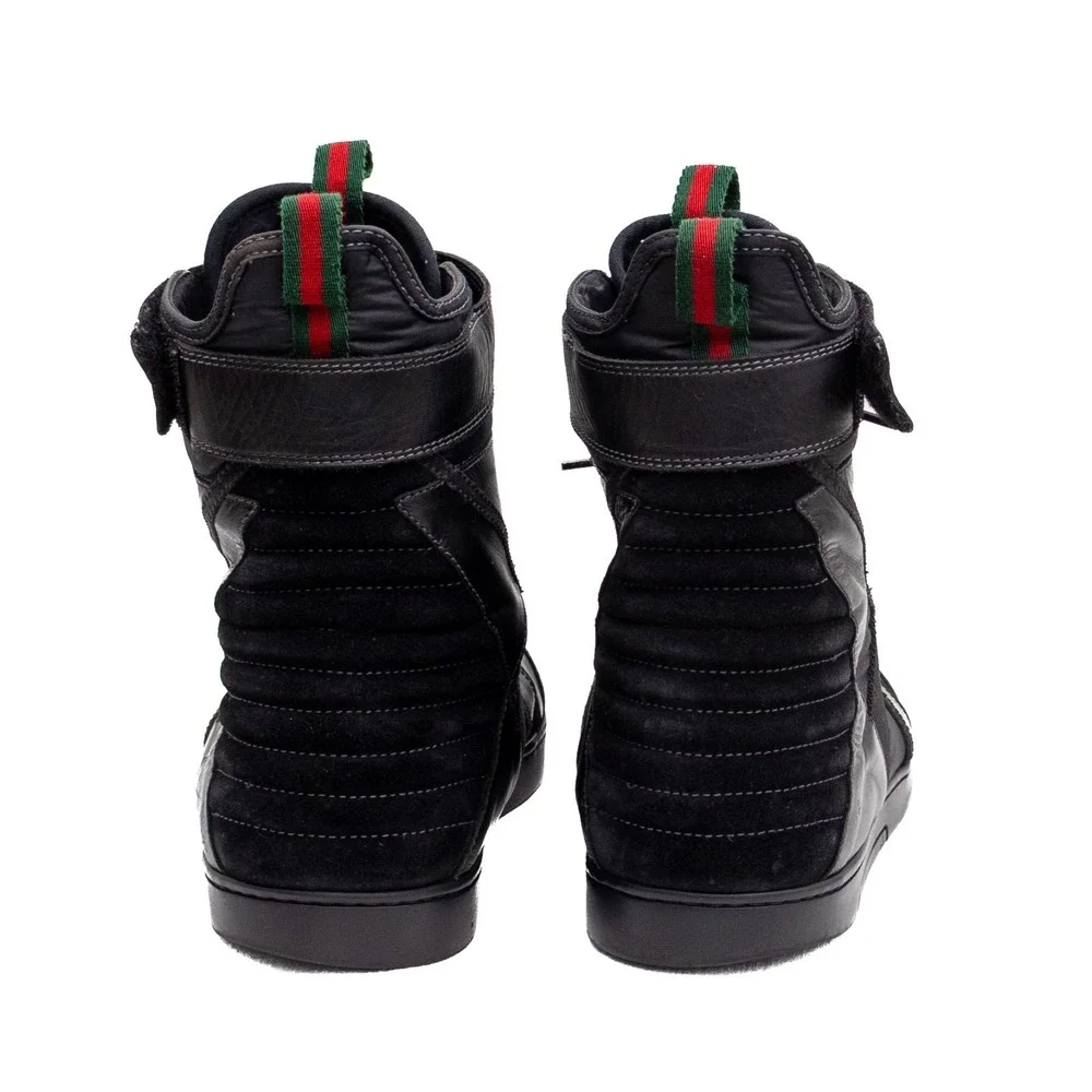 Gucci High Top SneakersUS 10.5  Mens Black Leather Tom Ford Era Strap Shoes - Picture 6 of 16